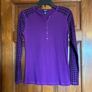 Chaps Black & Purple Long Sleeve Junior Top